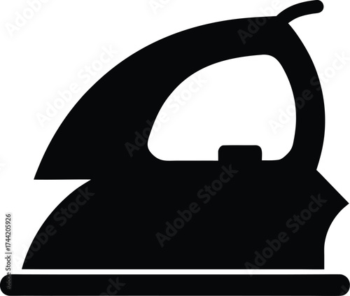 Black silhouette of an iron on a transparent background