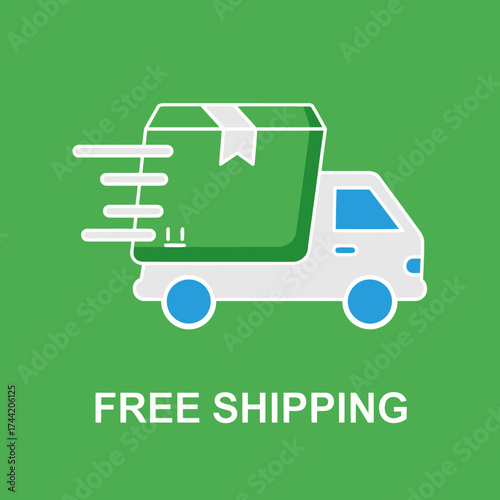 Free Shipping Icon – Delivery Truck Label Illustration