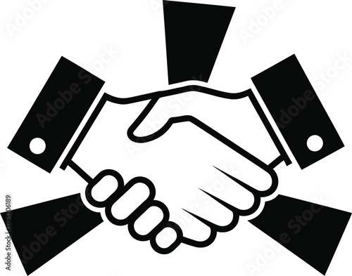 Symbolic handshake between two business people representing partnership agreement and successful collaboration