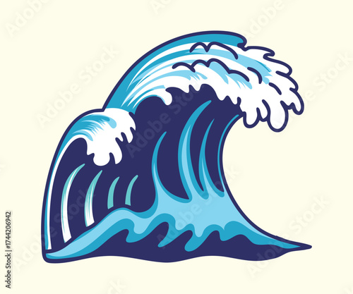 A Big high water wave blue illustration design