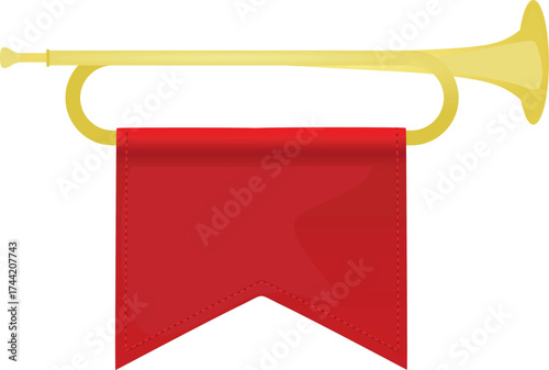 Golden trumpet isolated. vector illustration
