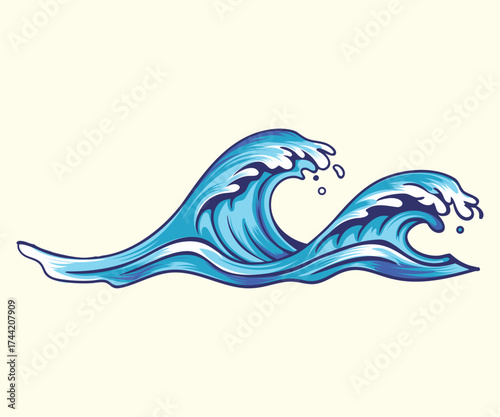 long Water Wave sea beach illustration design
