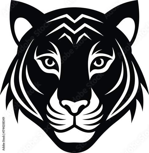 A powerful vector illustration of a tiger head and lion head for a fierce wildcat tattoo design