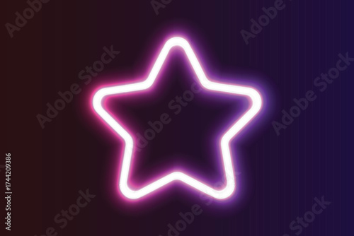 Glowing Neon Star Outline Pink Purple Gradient Dark Background light