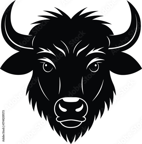 Wild bull head mascot vector illustration with tribal tattoo design
