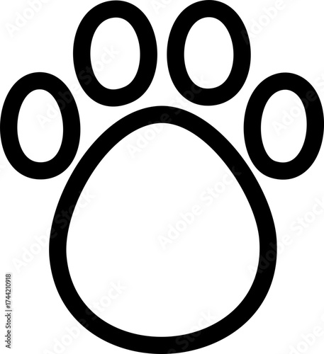 Animal Paw Print Outline Tracks Icon  for Pets and Wildlife Vector Illustration
