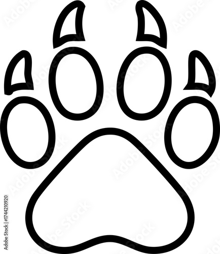 Animal Paw Print Outline Tracks Icon  for Pets and Wildlife Vector Illustration