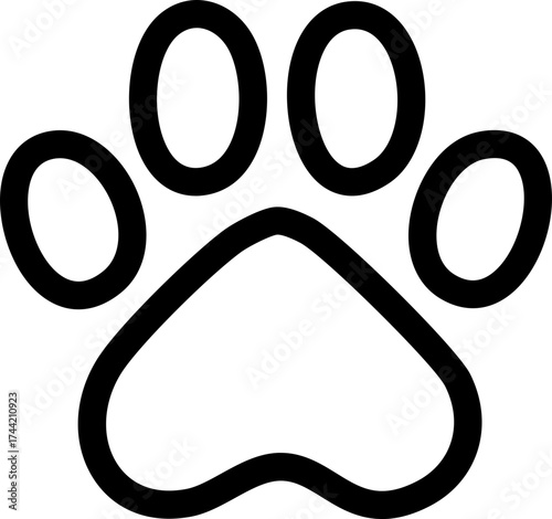 Animal Paw Print Outline Tracks Icon  for Pets and Wildlife Vector Illustration