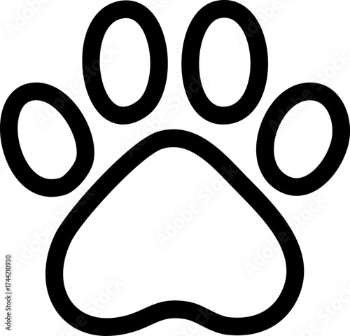 Animal Paw Print Outline Tracks Icon  for Pets and Wildlife Vector Illustration