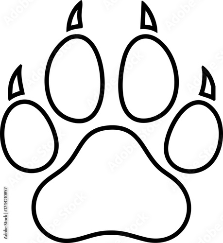Animal Paw Print Outline Tracks Icon  for Pets and Wildlife Vector Illustration