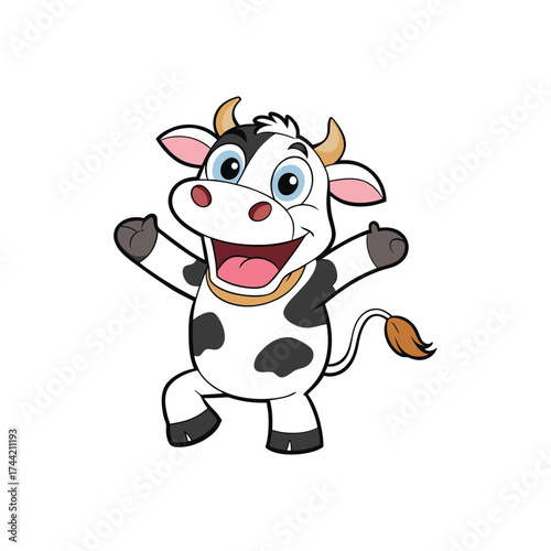 Cow Excited Cartoon Vector Illustration