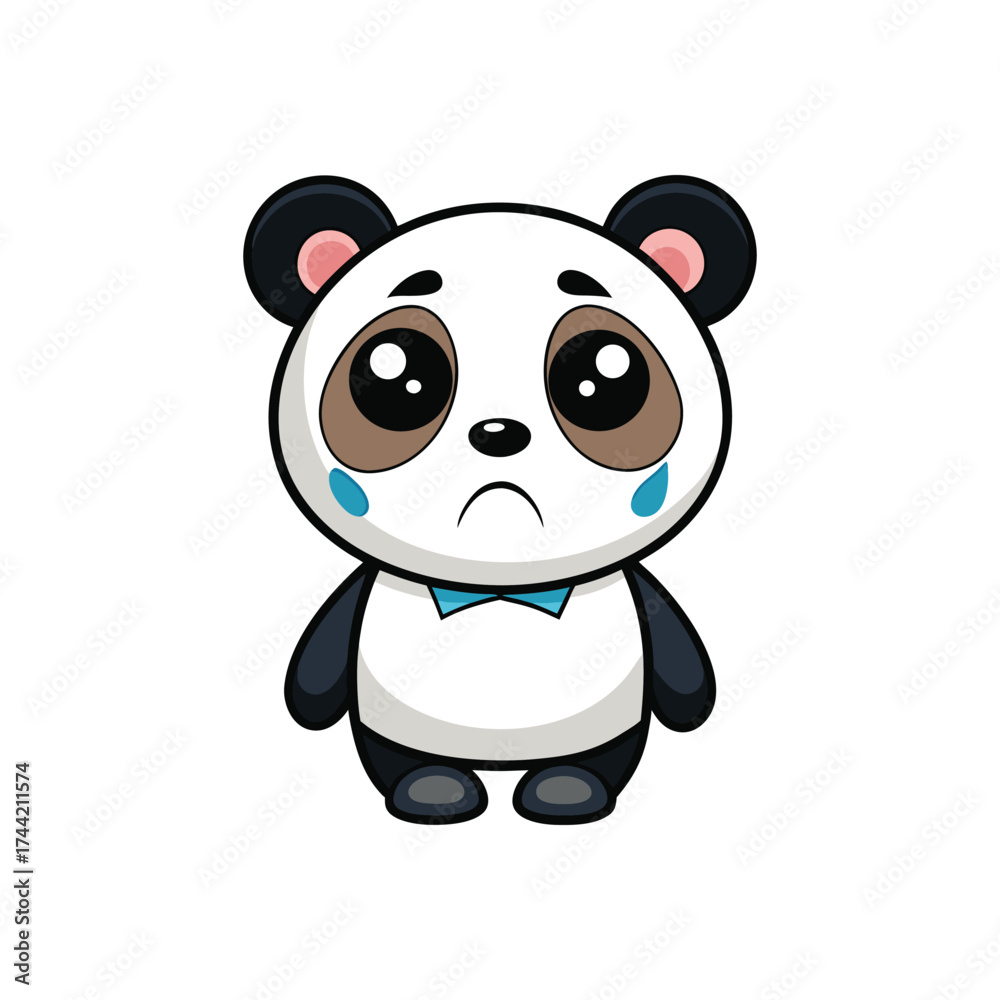 Fototapeta premium Panda Crying Cartoon Vector Illustration