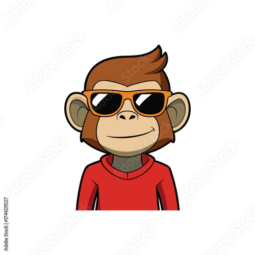 Monkey Cool Cartoon with Sunglasses Vector