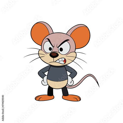 Mouse Angry Cartoon Vector Illustration