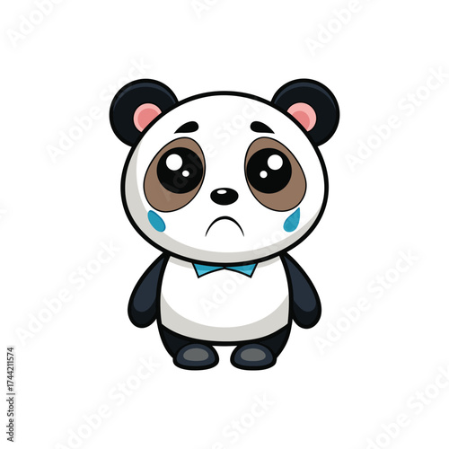 Panda Crying Cartoon Vector Illustration
