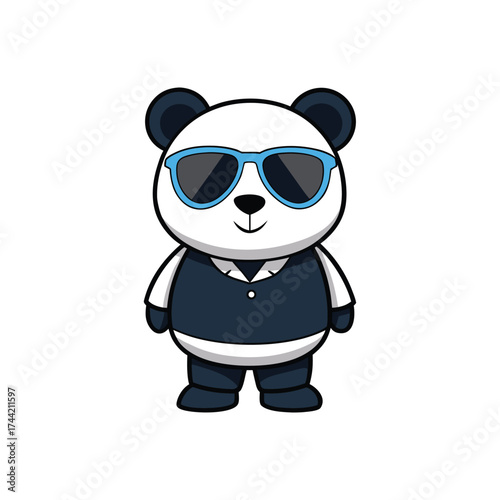 Panda Cool Cartoon with Sunglasses Vector