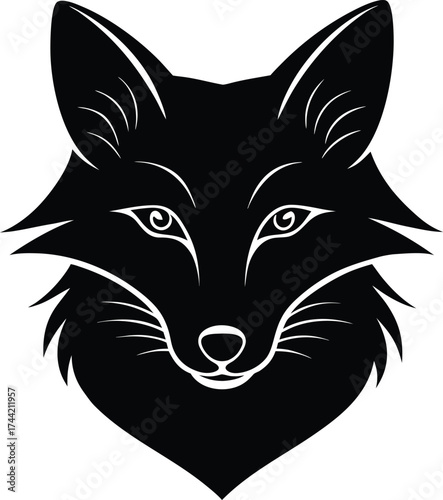 Tribal black wolf head vector tattoo illustration of a wild animal face