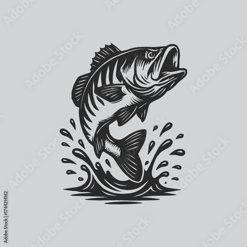 Bass Trophy Large mouth Bass Fishing Artwork