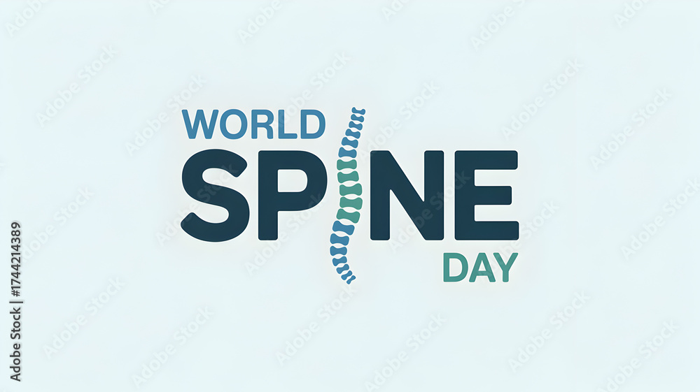 Obraz premium World Spine Day text design : Creative typography illustration promoting spinal health, posture awareness, and wellness
