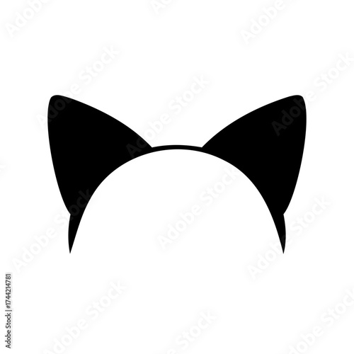Simple black vector illustration of a pair of cat ears headwear
