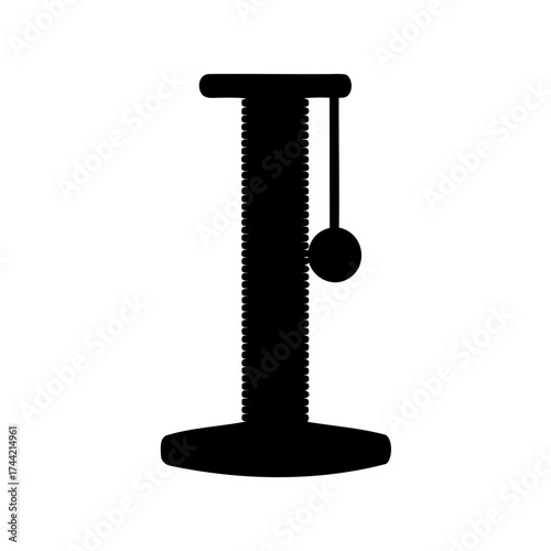Simple Silhouette of a Cat Scratching Post with Dangling Ball Toy