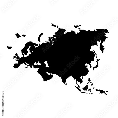 Eurasia continent vector. Europe and asia continent silhouette