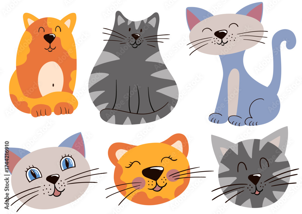 Fototapeta premium Set of illustrations for postcards, flyers, banners