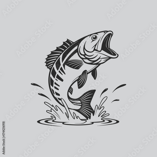 Large mouth Bass Angler Life Fishing Illustration