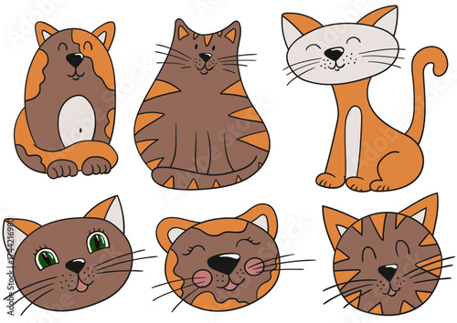Set of illustrations for postcards, flyers, banners