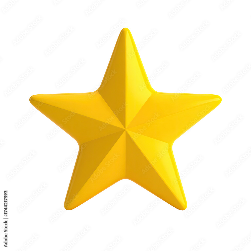 Obraz premium A bright, golden, five-pointed star with a glossy finish, isolated on a black background