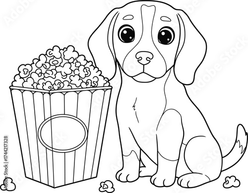 Cute Beagle Puppy Coloring Book Page Collection Line Art Vector Illustration for Kids and Adults.
