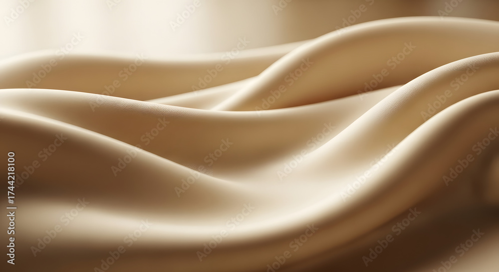 Obraz premium Close up of flowing beige fabric with soft curves and gentle shadows