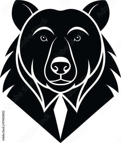 Black silhouette animal vector illustration of a grizzly bear head, panda head, and wolf head for a wild tattoo, mascot, or icon