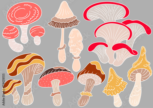 Set of illustrations for postcards, flyers, banners