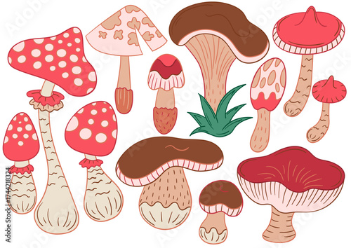 Set of illustrations for postcards, flyers, banners