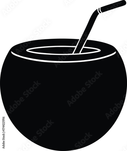 coconut drink icon, island drink symbol