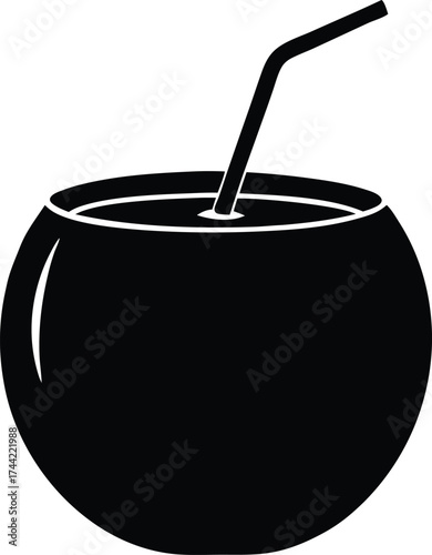 coconut drink symbol, beach party icon
