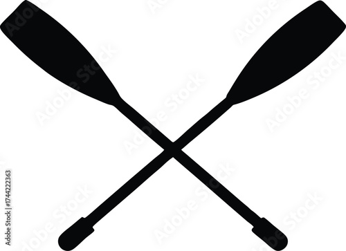 crossed canoe paddle icon, outdoor recreation symbol
