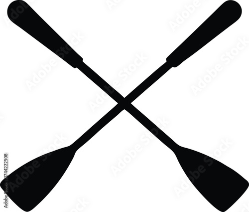 crossed canoe paddle symbol, paddling equipment icon