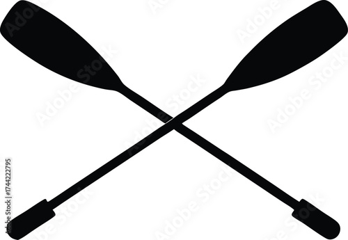 crossed canoe paddle icon, water sport symbol