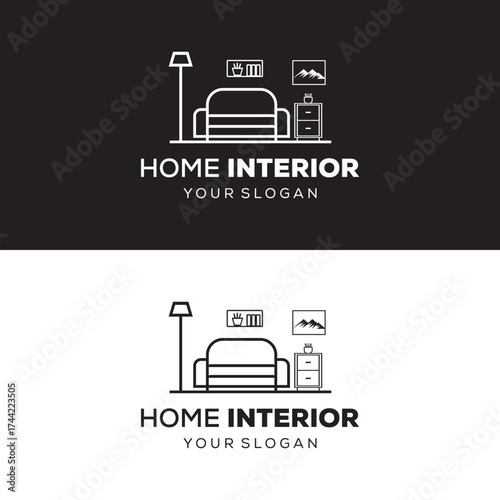 Home interior furniture logo design for home property  real estate  residence