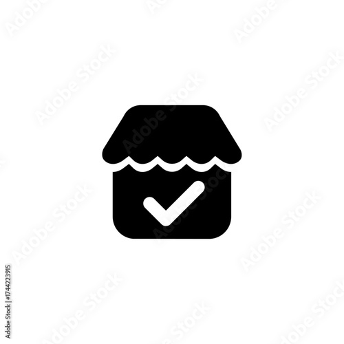 Verified Local Business Icon Checkmark on Shopfront for Trusted Services