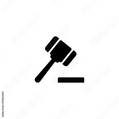 Justice Symbol Black and White Auction Gavel Icon for Legal and Business Use