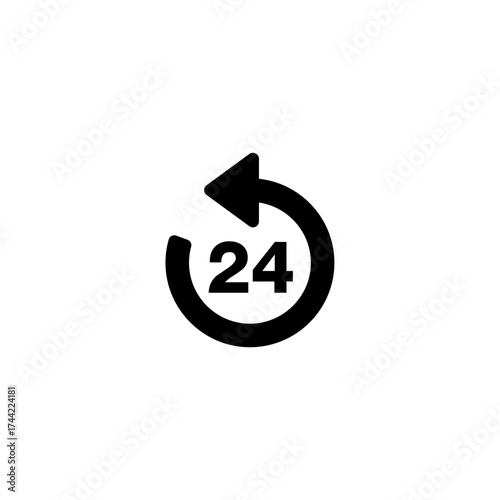 Icon representing continuous service or availability, signifying 24 hours a day, 7 days a week operation
