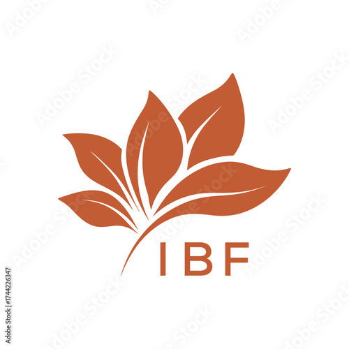 Modern Abstract Botanical Logo with Leaf Motif and Letter mark "IBF" IBF Later Logo, 
