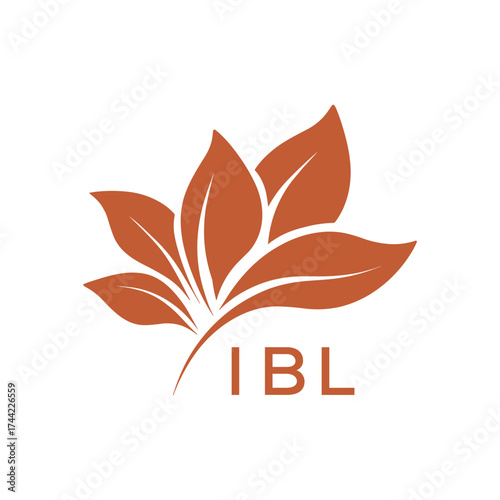 Modern Abstract Botanical Logo with Leaf Motif and Letter mark "IBL" IBL Later Logo, 
