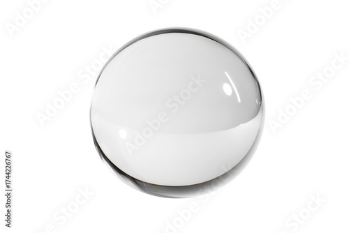 Clear sphere reflecting light isolated on a transparent background