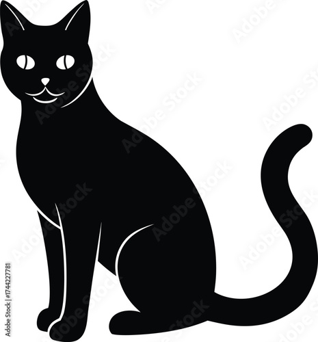 Black cat silhouette vector art illustration