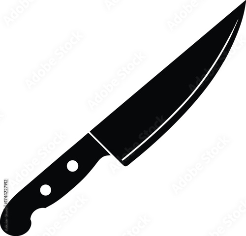 Blood stained knife silhouette vector art illustration