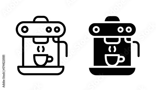 Coffee maker icon in outline and solid style